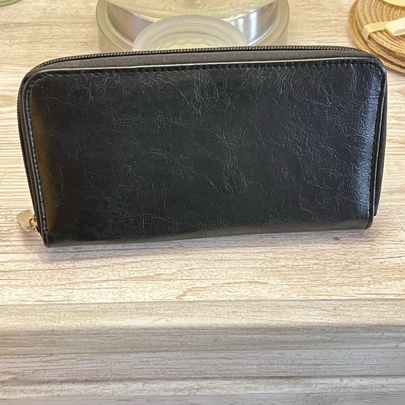 Black Faux Leather Wallet with Silver attachments - Picture 3 of 9